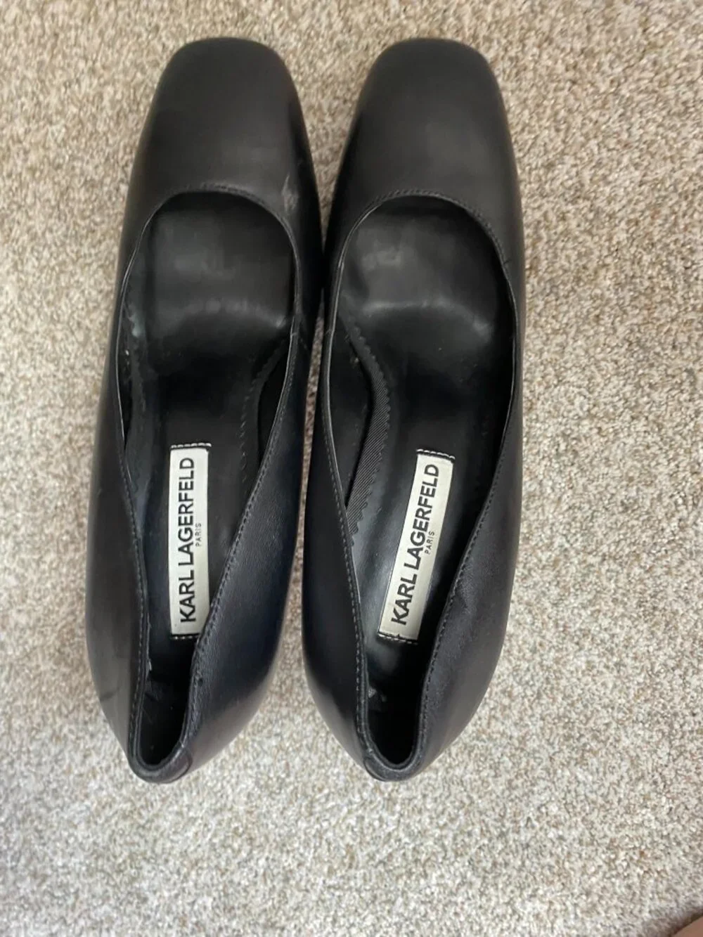 Karl Lagerfeld Women's Square Toe Pump Heels, Black, size 9 EUC